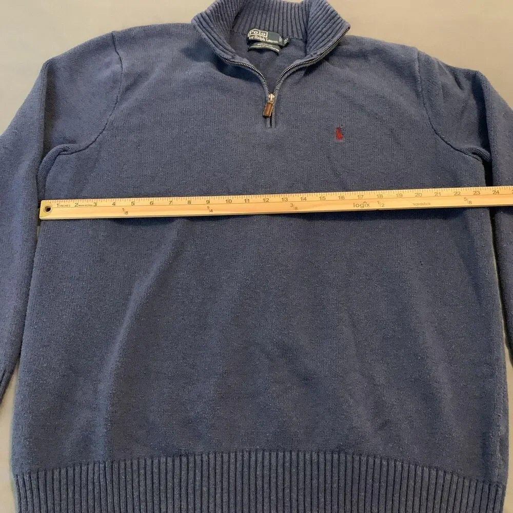 Polo Ralph Lauren Sweater Mens XLT Tall Blue‎ 1/4 Zip Knit Cotton Pullover